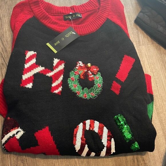 Faith & Zoe Ho Ho Ho Christmas Sweater. NEW - Picture 2 of 2